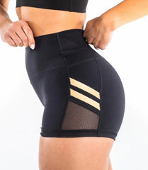 VIRUS | High Rise Nylex Box Short Black/Gold